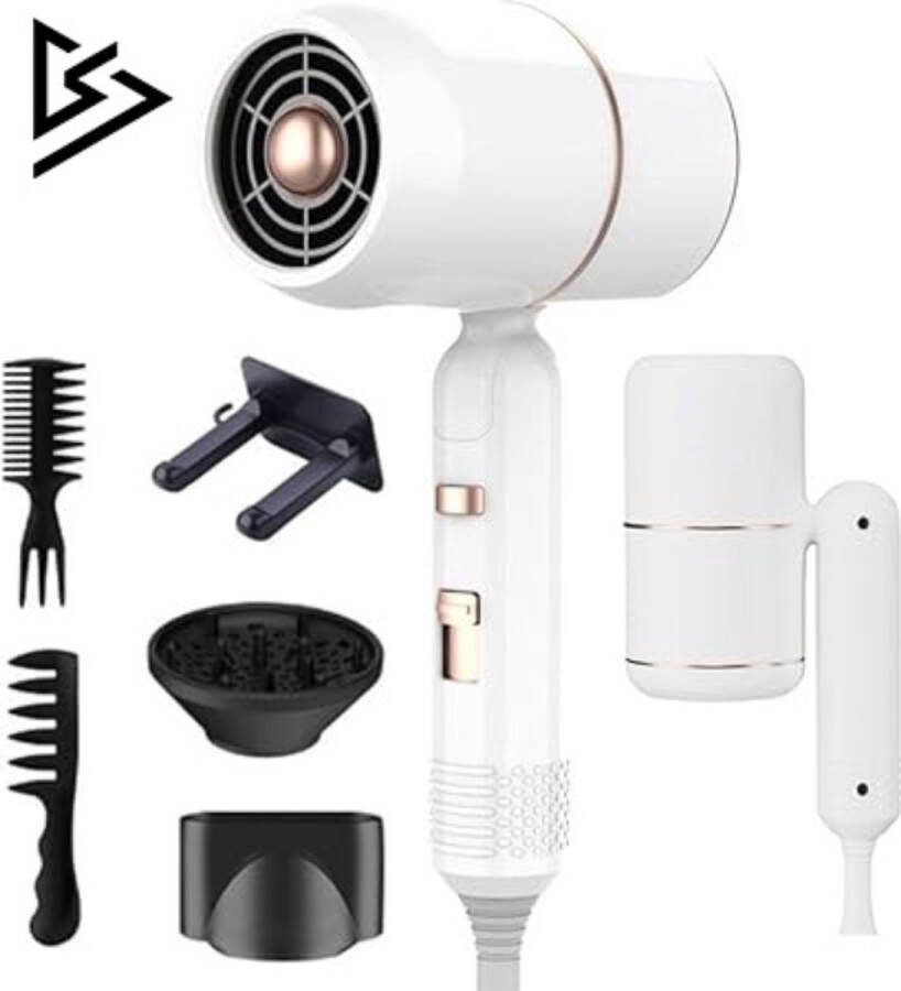 Dailysupplies Fohn met Diffuser Haardroger Krullen Haarfohn Fohnborstel Ultra White