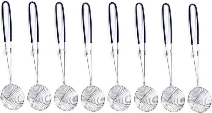 Dailysupplies Fondue Rode Zeefjes Set Van 8 Stuks Zeef Voor Fondue Fonduezeefjes Fondueset Hotpot Netjes Lepel met Handvat voor Soep voor Hotpot Zeef voor Soep