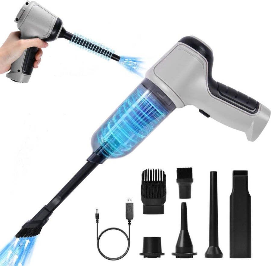 Dailysupplies Handstofzuiger Draadloos Auto Stofzuiger Kruimeldief Snoerloos Kruimelzuiger 5W Grijs
