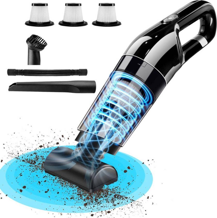 Dailysupplies Handstofzuiger Draadloos Auto Stofzuiger Kruimeldief Snoerloos Kruimelzuiger Zwart