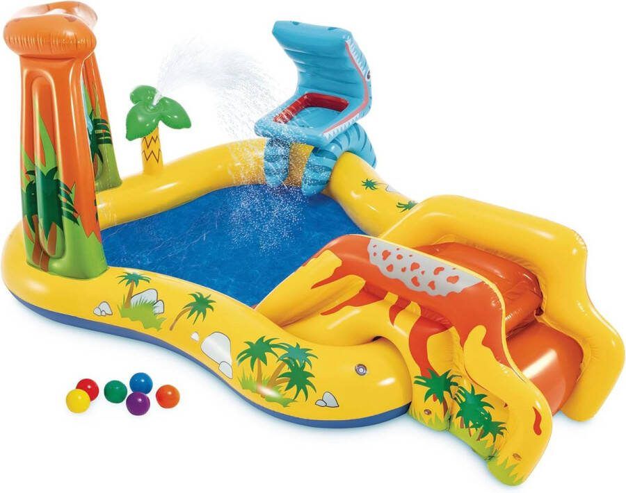 Dailysupplies Kinderzwembad met Glijbaan Speelzwembad Kinder Opblaas Zwembad Geel