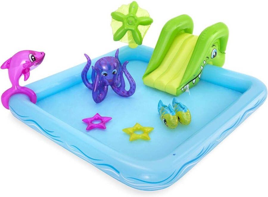 Dailysupplies Kinderzwembad met Glijbaan Speelzwembad Kinder Opblaas Zwembad Licht Blauw