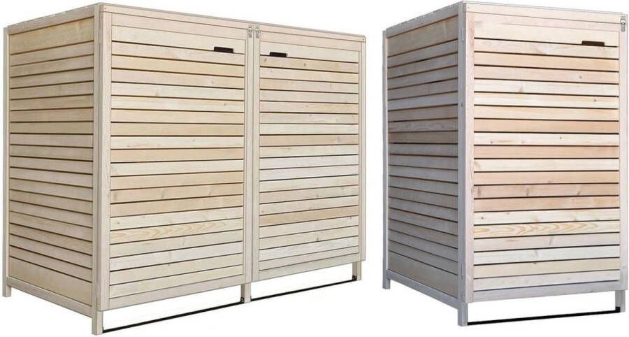 Dailysupplies Kliko Ombouw Dubbel Containerberging 2 Containers Weerbestendig Licht Bruin Hout