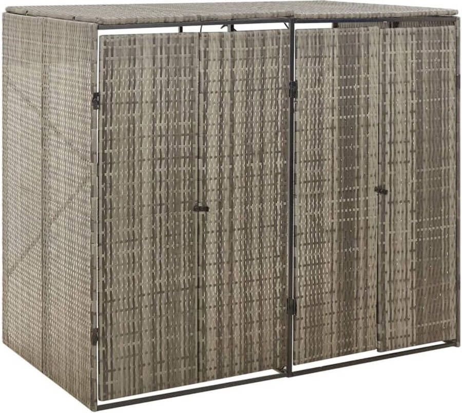 Dailysupplies Kliko Ombouw Dubbel Containerberging Kunststof voor 2 Containers Weerbestendig Bruin