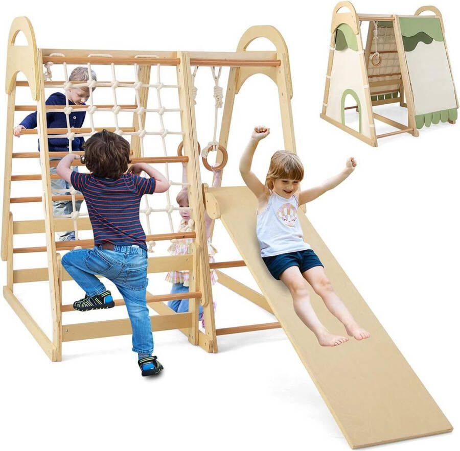 Dailysupplies Klimboog Hout Pikler Driehoek Klimrek Speeltoestel Buiten Rekstok Kinderspeelgoed 2 Jaar en Ouder Speeltoestel