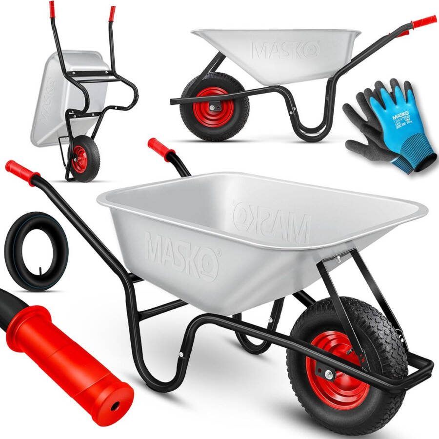 Dailysupplies Kruiwagen 160 Liter Super Sterk Wiel Top Kwaliteit Zilver