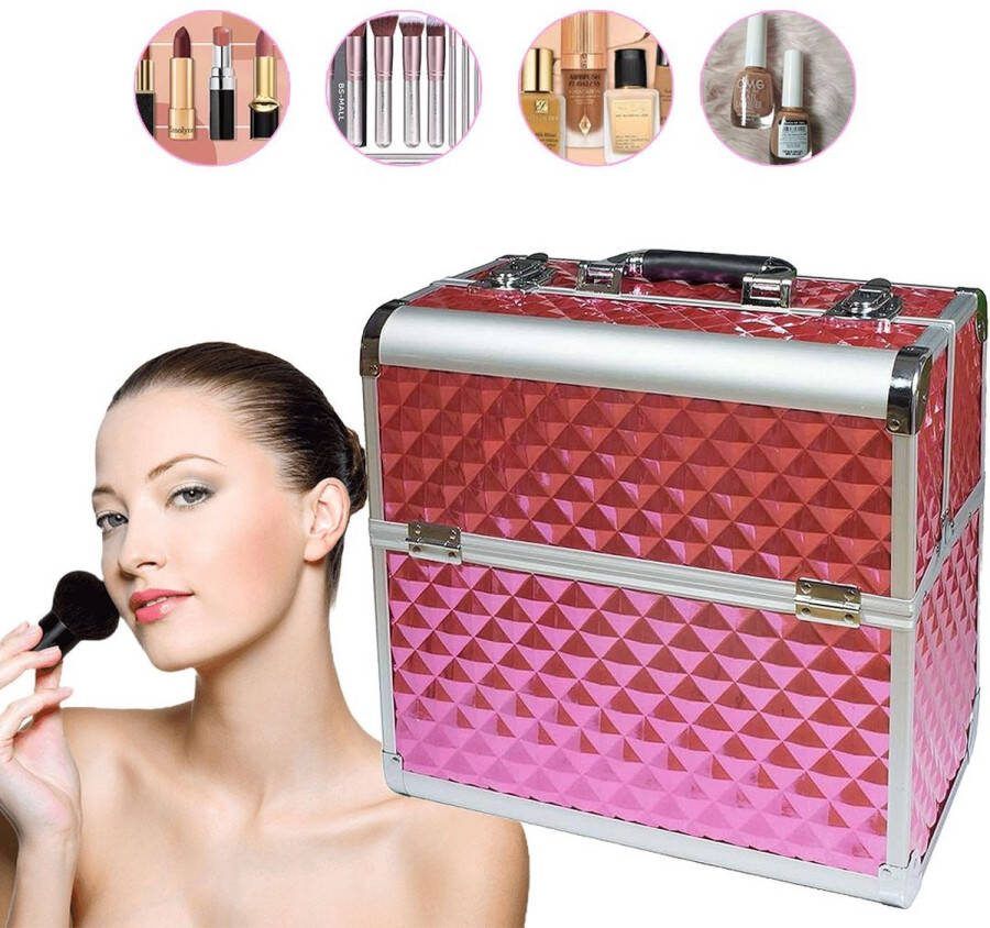 Dailysupplies Luxe Make up Koffer Make up Set Make up Koffer Meisjes en Vrouwen Organizer Roze Diamanten