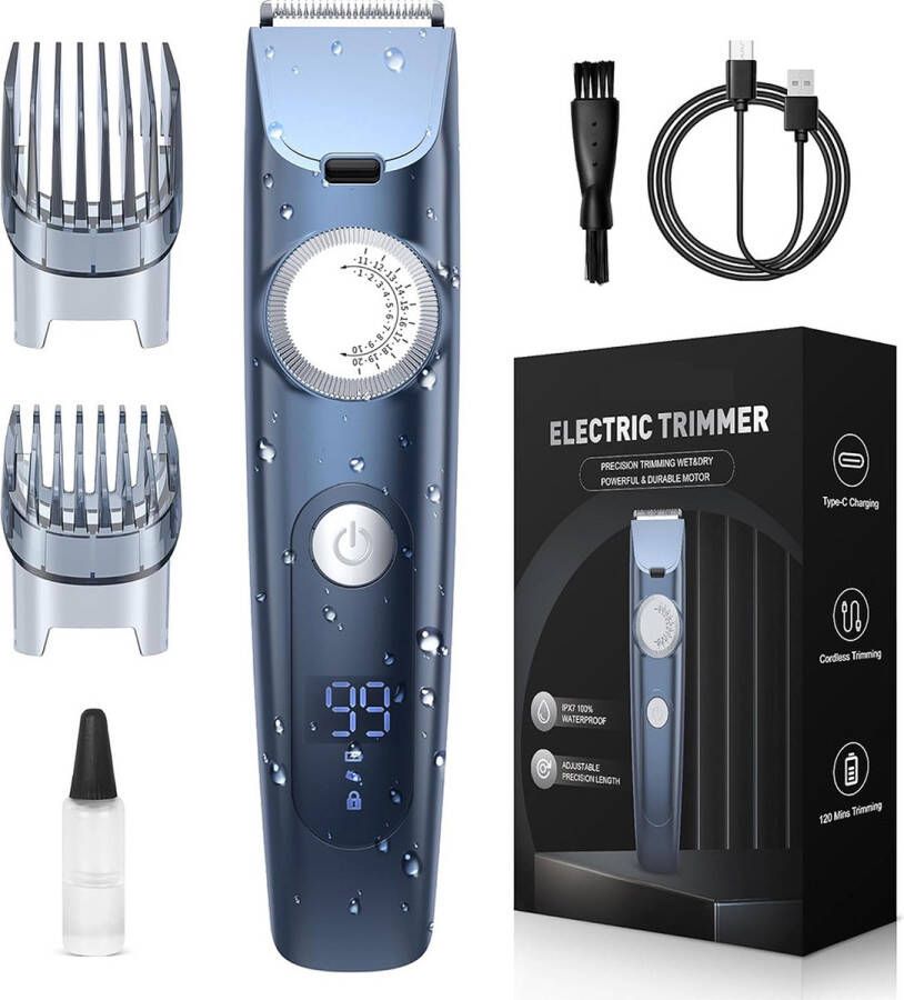 Dailysupplies Luxe Tondeuse Mannen Hoofdhaar Baardtrimmer Bodygroomer Draadloos Tondeuses Licht Blauw