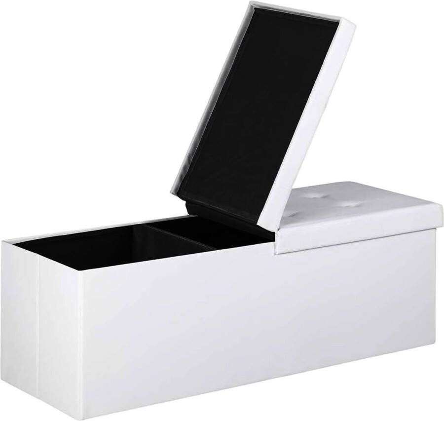 Dailysupplies Luxe Witte Dekenkist voor Dekens en Extra Opslag -Bijzet Bankje Binnen Opbergbank Binnen en Buiten Dekenkisten voor Slaapkamers Bank met Opslagruimte Bedkist