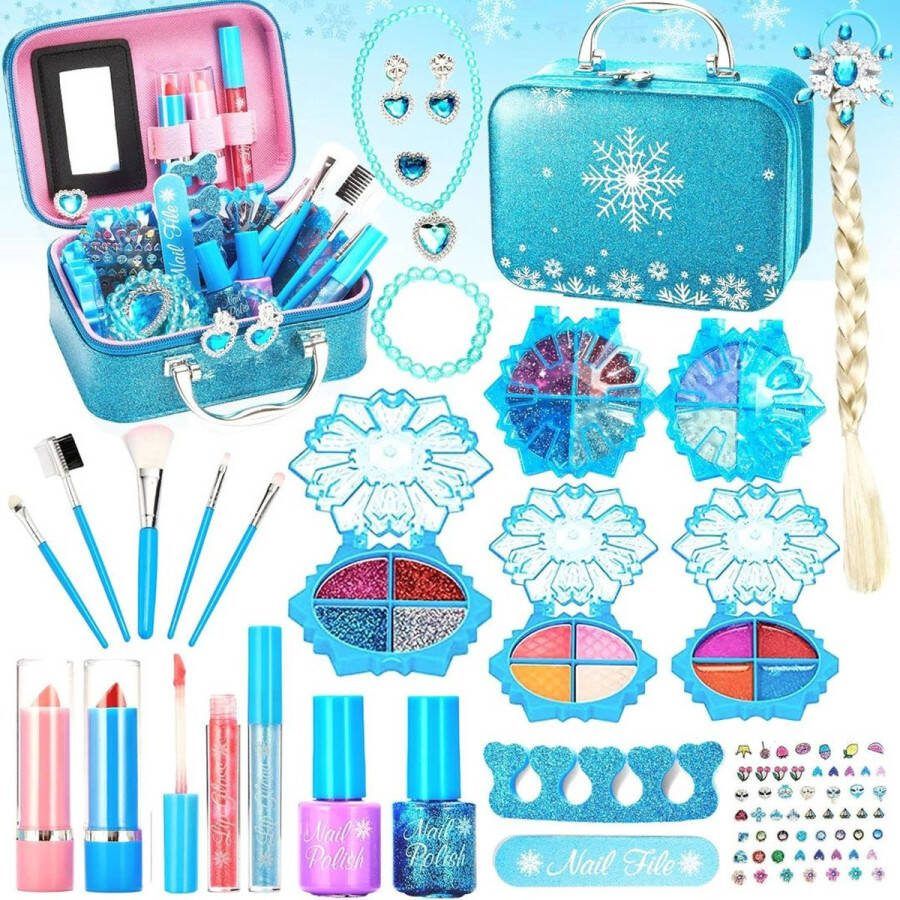 Dailysupplies Make up Koffer Meisjes Kinder Speelkoffer met Inhoud Make upset voor Kinderen Ijs Blauw Voor jouw Prinsesje