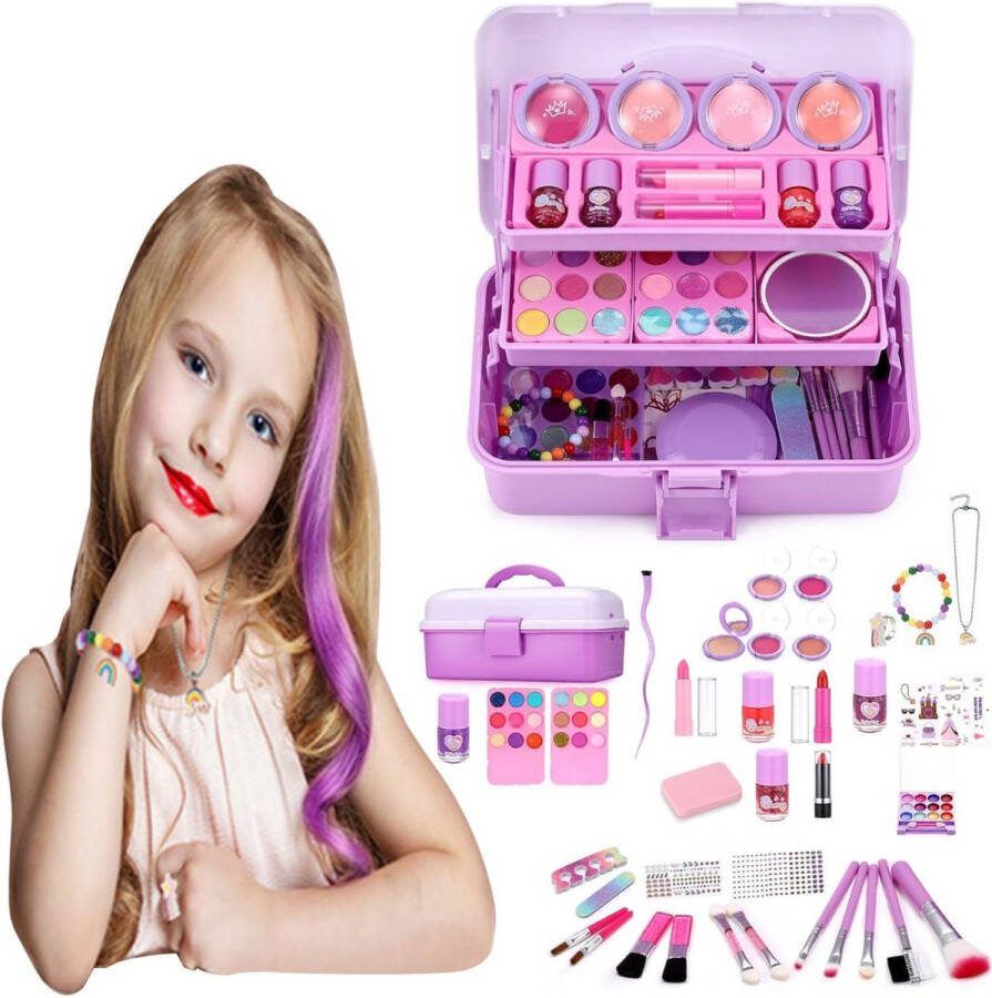 Dailysupplies Make up Koffer Meisjes Kinder Speelkoffer met Inhoud Make upset voor Kinderen Paars