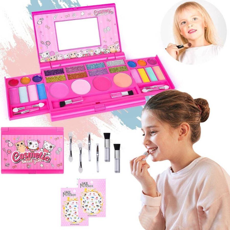 Dailysupplies Make up Koffer Meisjes Kinder Speelkoffer met Inhoud Make upset voor Kinderen Roze