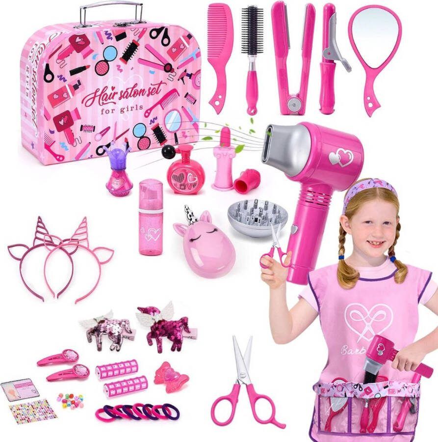 Dailysupplies Make up Koffer Meisjes Kinder Speelkoffer met Inhoud Make upset voor Kinderen Roze Koffer Voor jouw Prinsesje