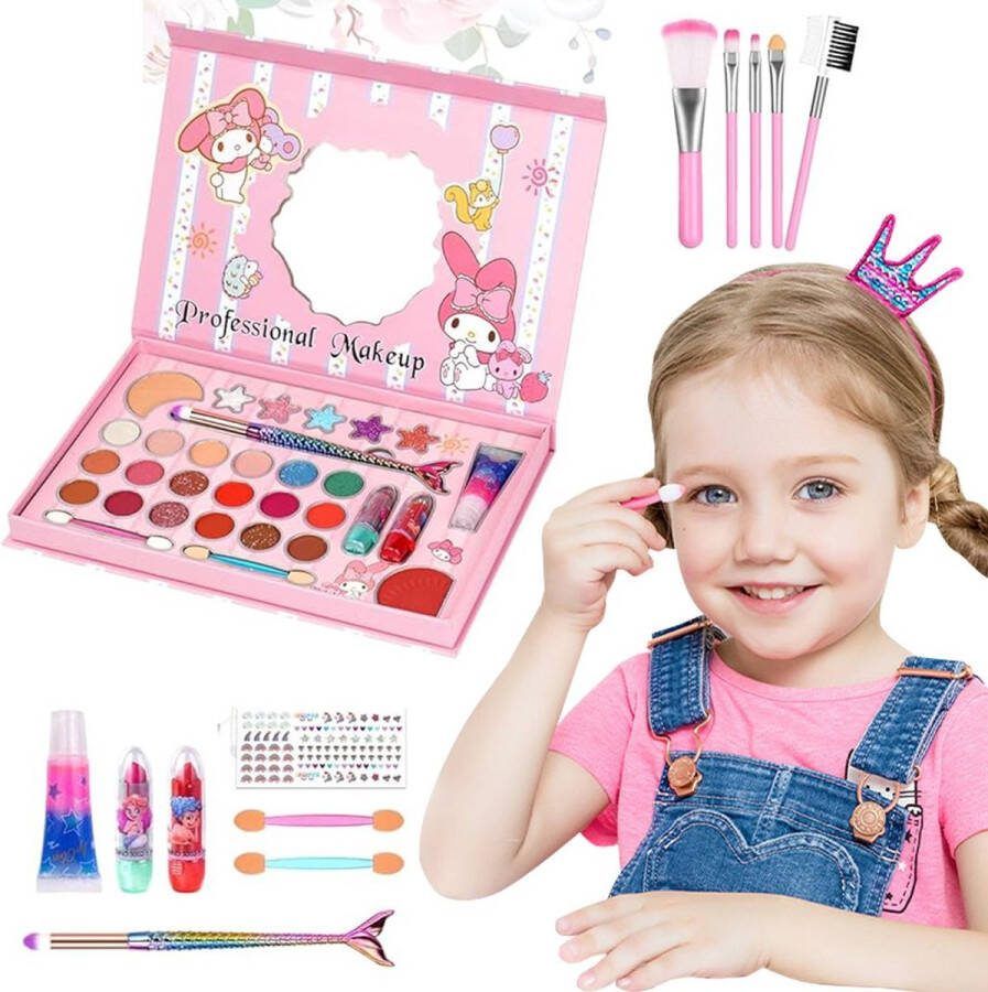 Dailysupplies Make up Koffer Meisjes Kinder Speelkoffer met Inhoud Make upset voor Kinderen Roze Make up Paneel
