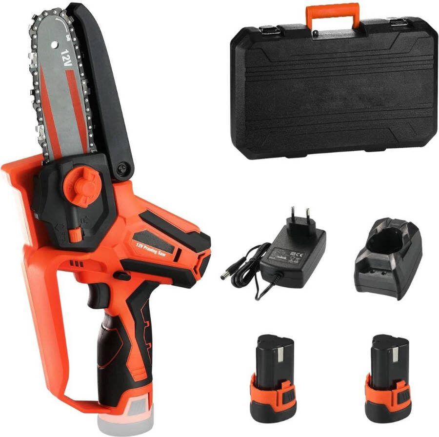 Dailysupplies Mini Kettingzaag Electrisch Snoeizaag Telescopische Heggenschaar Met Accu Oranje