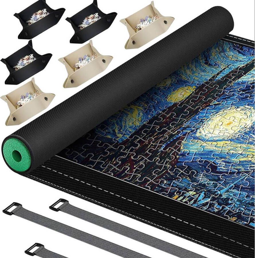 Dailysupplies Puzzelmat voor 2000stukjes Puzzelmap met Accessoires Puzzelbord Puzzelmatten Puzzelmat Volwassen en Kinderen Geschikt voor legpuzzel 1500 1000 Stuks Zwart