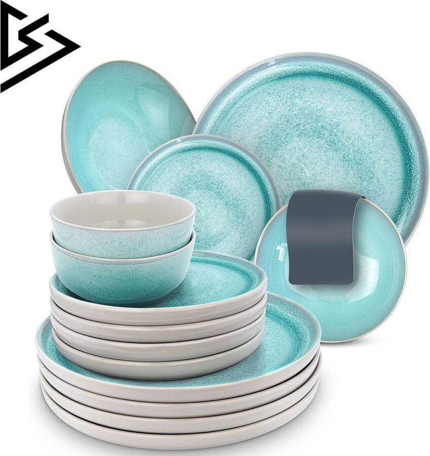 Dailysupplies Serviesset 6 Persoons Serviessets Bordenset Chique Bordenset Porselein Licht Blauw