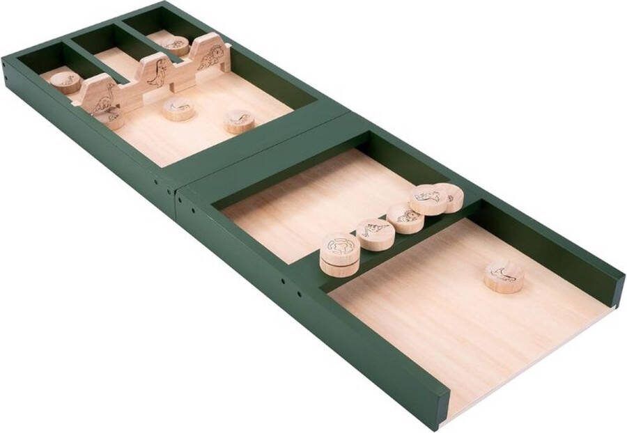 Dailysupplies Sjoelbak voor Volwassenen en Kinderen Sjoelbakken Klein Hout 80cm Groen Inclusief 12 Sjoelstenen