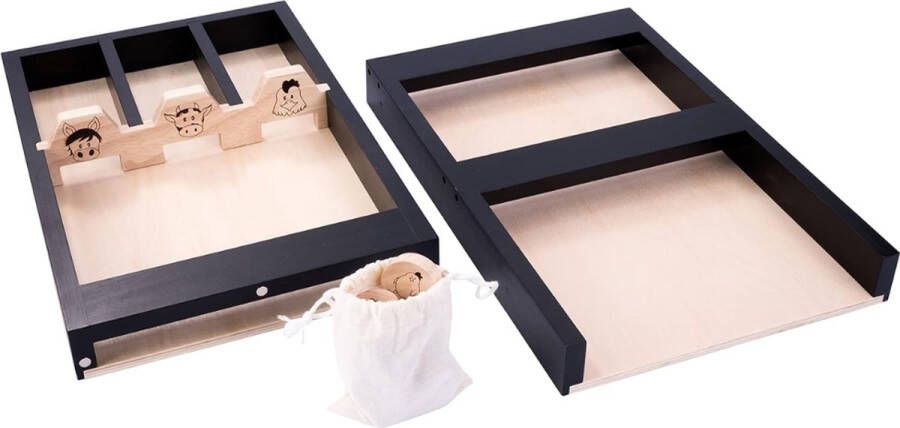 Dailysupplies Sjoelbak voor Volwassenen en Kinderen Sjoelbakken Klein Hout 80cm Zwart Inclusief 12 Sjoelstenen