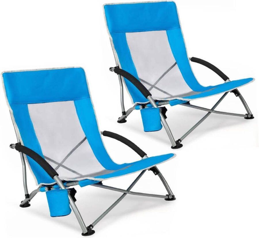 Dailysupplies Strandstoel Opvouwbaar Campingstoel Vouwstoel Inklapbaar Blauw