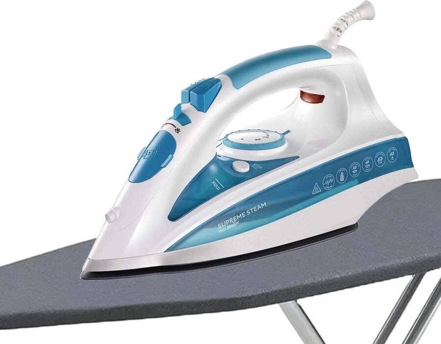 Dailysupplies Strijkijzer Stoomstrijkijzer met Stoomgenerator Stoomreiniger Wit met Blauw
