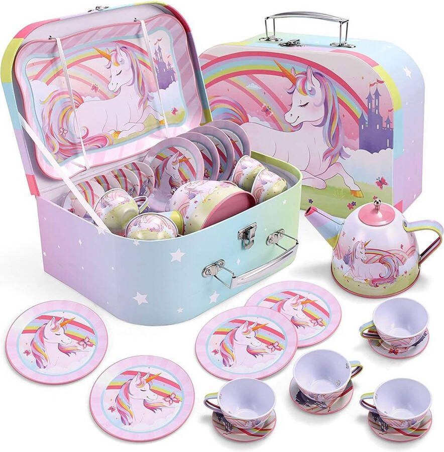 Dailysupplies Theeservies Speelgoed voor Kinderen Kinderspeelgoed 1 2 3 Jaar en Ouder Meisjes en Jongens Roze Eenhoorn Set