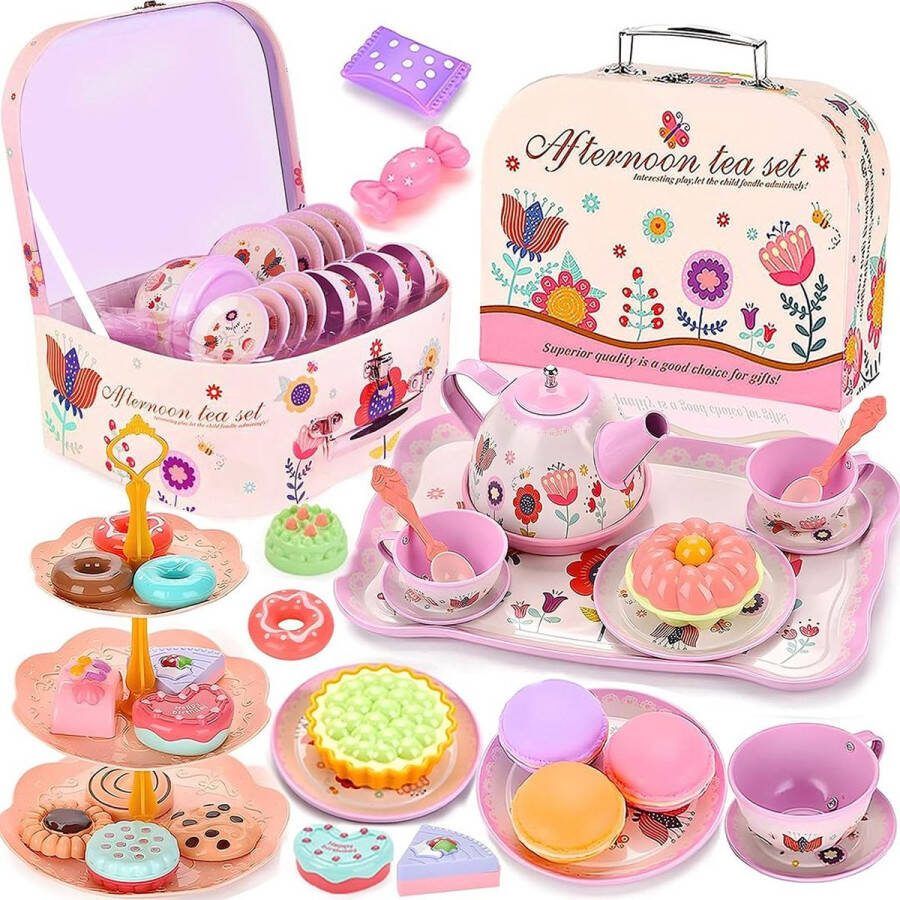 Dailysupplies Theeservies Speelgoed voor Kinderen Kinderspeelgoed 1 2 3 Jaar en Ouder Meisjes en Jongens Bloemen Set