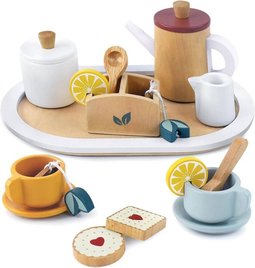 Dailysupplies Theeservies Speelgoed voor Kinderen Kinderspeelgoed 1 2 3 Jaar en Ouder Meisjes en Jongens Bruin met Witte Set