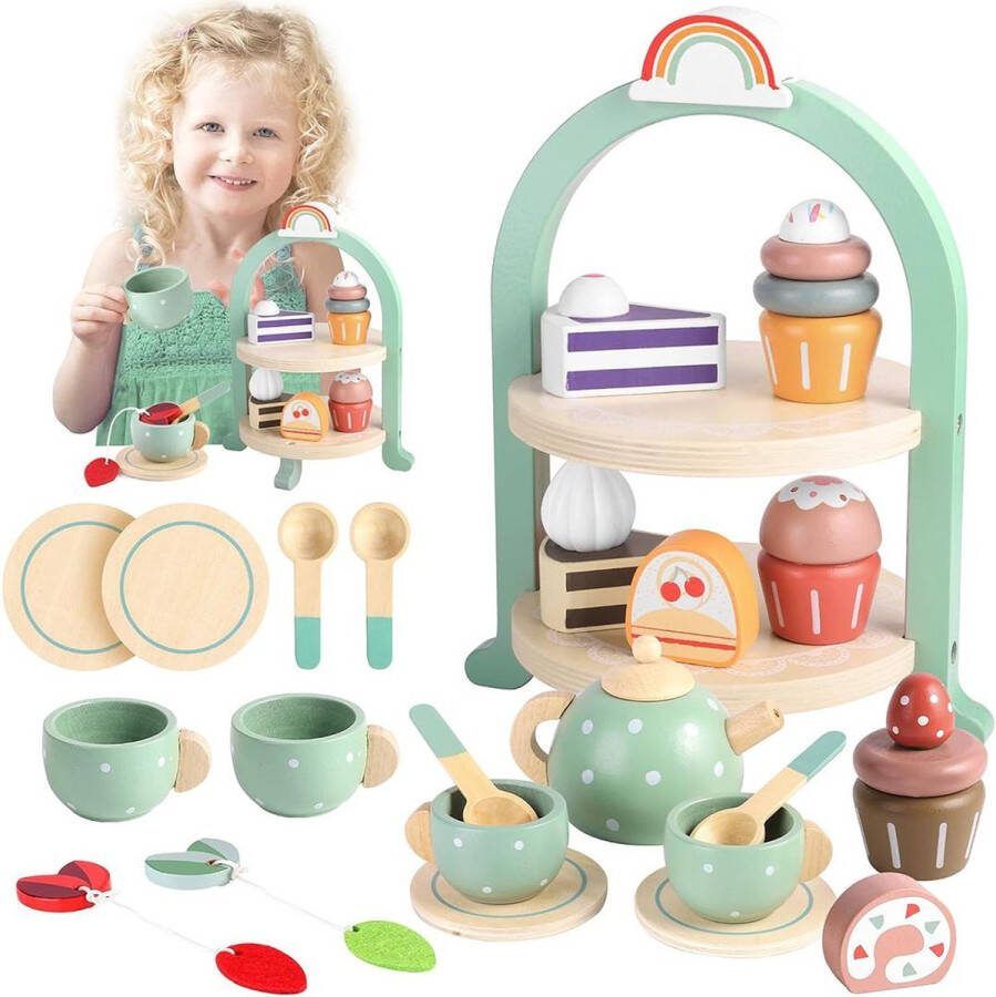 Dailysupplies Theeservies Speelgoed voor Kinderen Kinderspeelgoed 1 2 3 Jaar en Ouder Meisjes en Jongens Groene Set