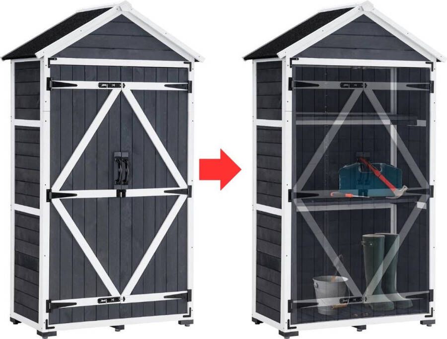 Dailysupplies Tuinkast Hout Tuinkist Tuinkasten voor Buiten Tuinberging 50x90x180cm Grijs met Wit