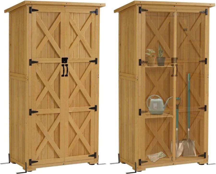 Dailysupplies Tuinkast Hout Tuinkist Tuinkasten voor Buiten Tuinberging 60x100x180cm Bruin