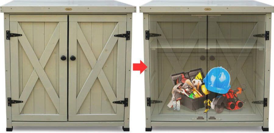 Dailysupplies Tuinkast Hout Tuinkist Tuinkasten voor Buiten Tuinberging 60x130x150cm Bruin met Groen Dak