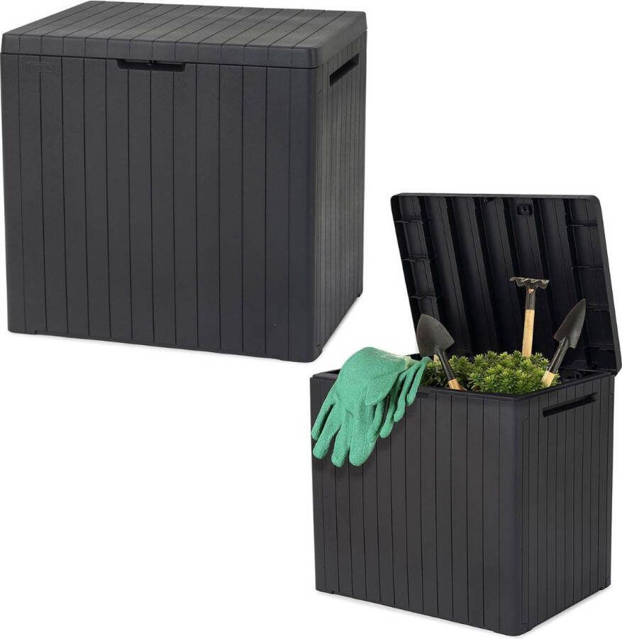 Dailysupplies Tuinkast Kunststof Tuinkist Tuinkasten voor Buiten Tuinberging 55x45x60 Donker Grijs