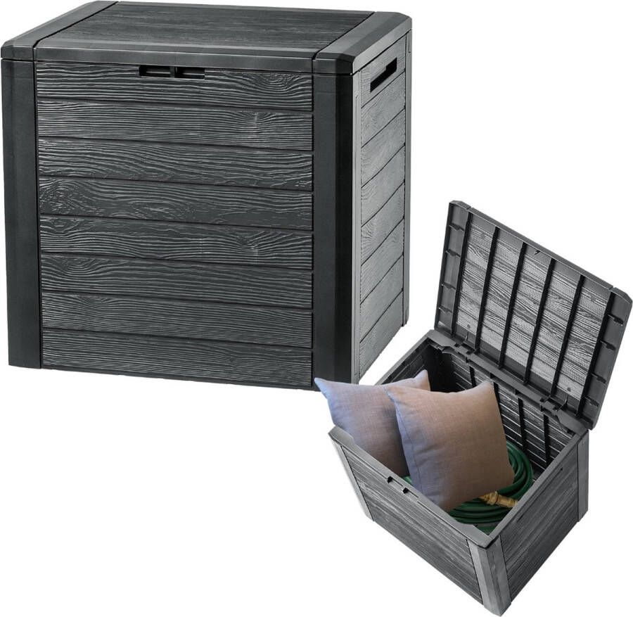 Dailysupplies Tuinkast Tuinkist Tuinkasten voor Buiten Tuinberging Kunststof Zwart met Grijs