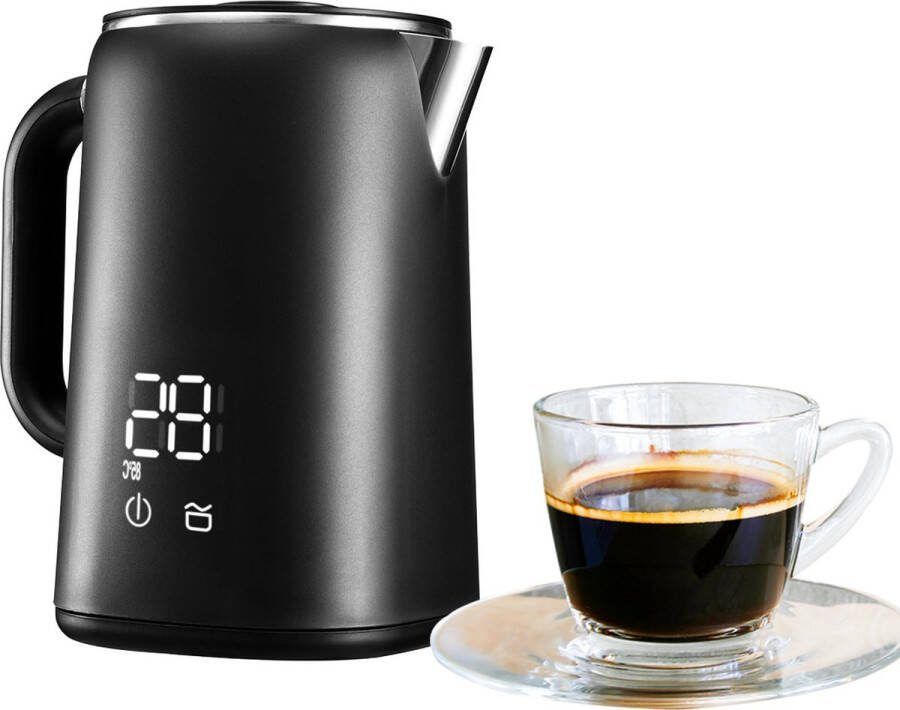 Dailysupplies Waterkoker met Temperatuurregeling Heetwaterdispenser Waterkokers Zwart