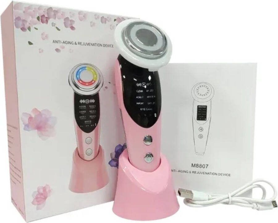 DAKANNA EVERFUZE Gezichtsreinigingsborstels- Gezichtsreiniger Acne Meeeters Facelift Apparaat Lichttherapie Warmte Roze Huidverjongingsapparaat Elektrische Massage