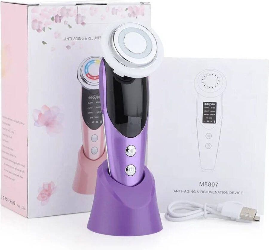 DAKANNA EVERFUZE Gezichtsreinigingsborstels Gezichtsreiniger Acne Meeeters Facelift Apparaat Lichttherapie Warmte Paars Huidverjongingsapparaat Elektrische Massage
