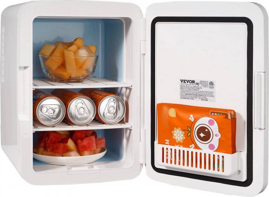 10 L 12 blikjes minikoelkast 2 in 1 kleine koelkast Koel- en verwarmingsfunctie slot Compacte drankkoelkast 9V DC 220V AC voor kantoor en slaapzaal Drank Cosmetisch wit