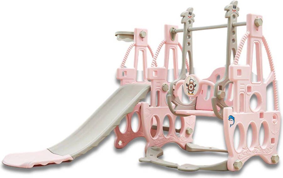 Dakta 3 In 1 Baby Binnen Glijbaan voor in Huis Plastic Glijbaan Set met Schommel Combinatie Indoor Meisjes Roze
