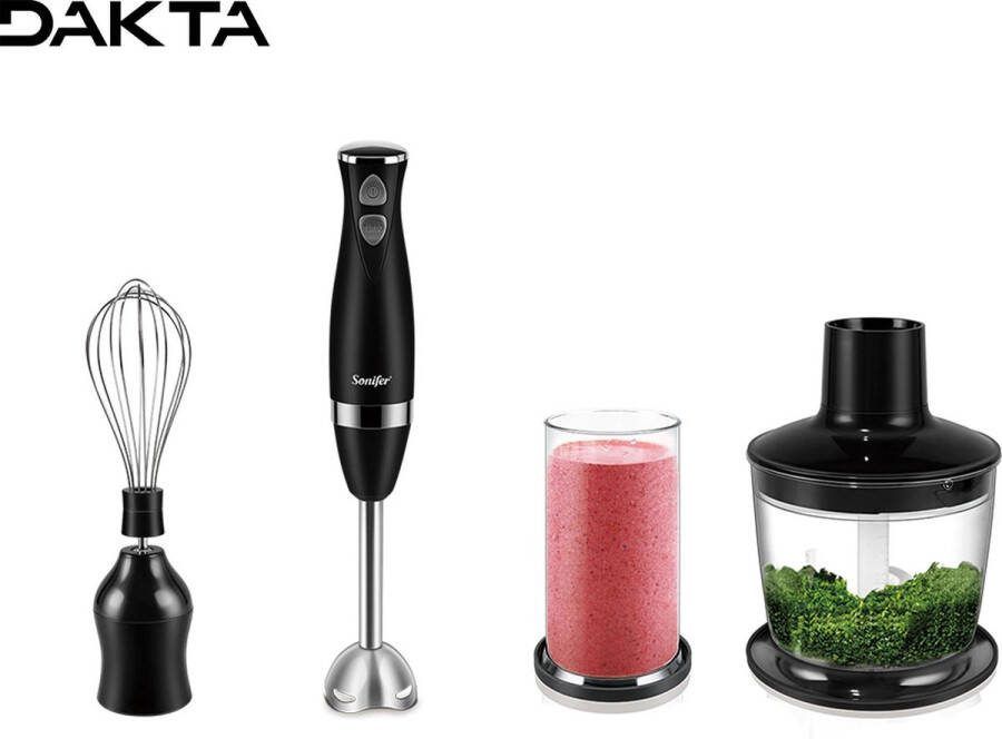 Dakta 3 in 1 Blender Gebruiksgemak Smoothie Blender Multifunctioneel Staafmixer 3 Apparaten Staafmixerset Zwart 500W