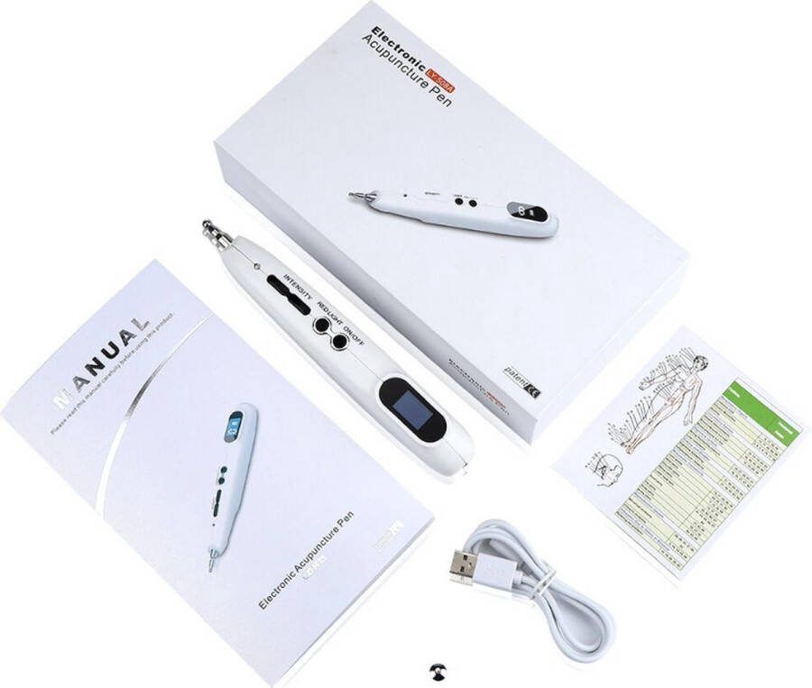 Dakta Acupunctuur Pen Massagepen Massage Hulpmiddel Pijnverlichting Spierontspanning Oplaadbaar LED Scherm Wit