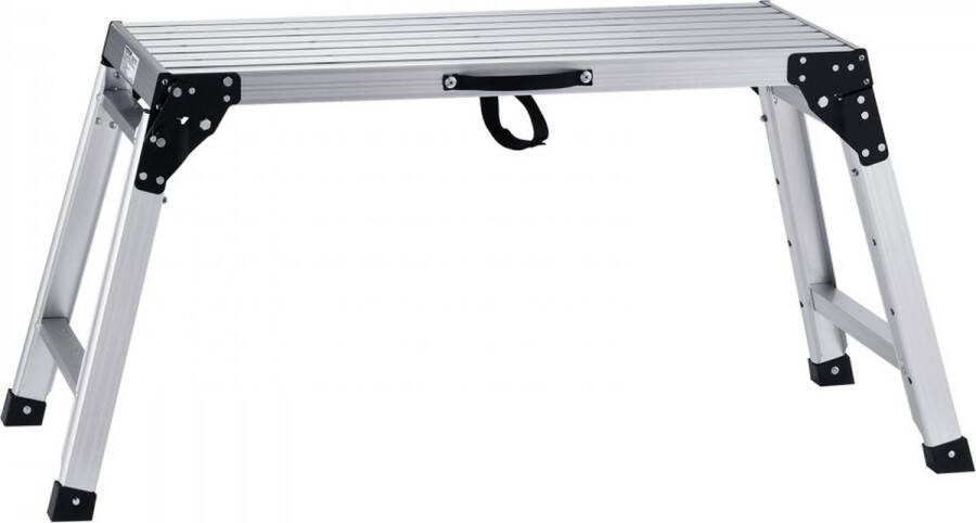 Dakta aluminium werkplatform opklapbare werkbank 100 x 30 x 87 7 cm werkplatform 150 kg laadvermogen opstapbank in hoogte verstelbaar 58 5-87 7 treden voor thuis kantoor werkplaats en garage zilver