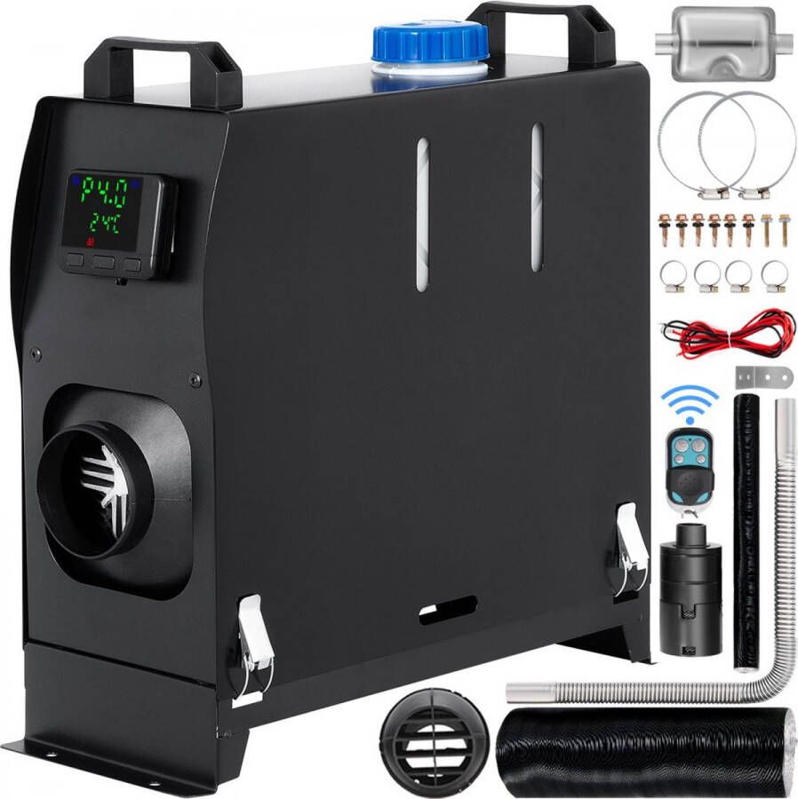 Auto Diesel Luchtverwarmer 12V 8KW Luchtverwarmers Diesel Aluminium Behuizing Diesel Heater Afstandsbediening en LCD-Scherm Zwart voor Cabine