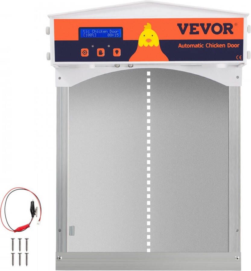 Dakta Automatische Kippendeur Opener Kit Automatisch Openen Sluiten Tandwielheffer Gegalvaniseerd Poort met Avond- en Ochtendvertraagde Openingstimer en Lichtsensor Batterijgevoed lCD-scherm Grijs