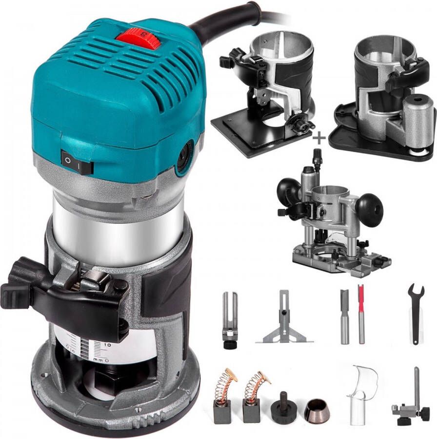 Dakta Compact Router With 3 Bases Variable Speed Tilt Base Soft Start Removal PRO