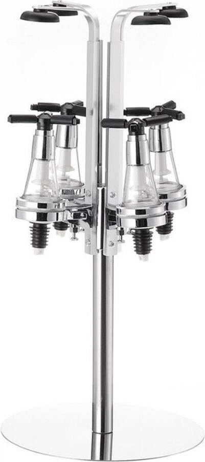Dakta Drankdispenser 4 flessen Bar butler 30ml Drankcarroussel Roteert Aluminium