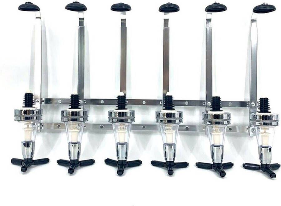 Dakta Drankdispenser 6 flessen Bar butler 30ml Muurdispenser Wandmontage Aluminium