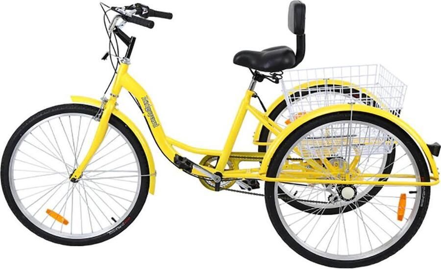 Dakta Driewieler Geel 26 Inch 7 versnellingen Voor Volwassenen Met mand