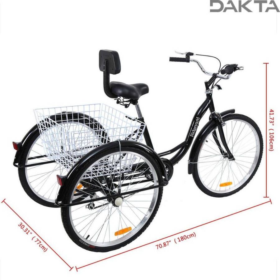 Dakta Driewieler Wit 26 Inch 7 versnellingen Voor Volwassenen Met mand
