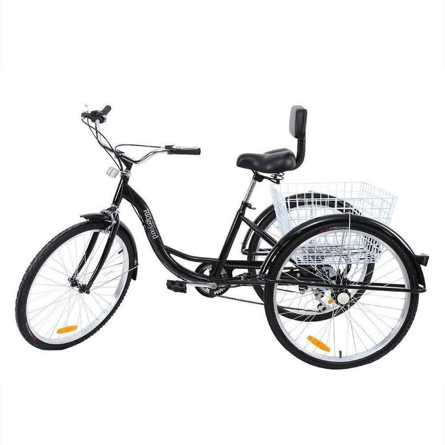 Dakta Driewieler Zwart 26 Inch 7 versnellingen Voor Volwassenen Met mand